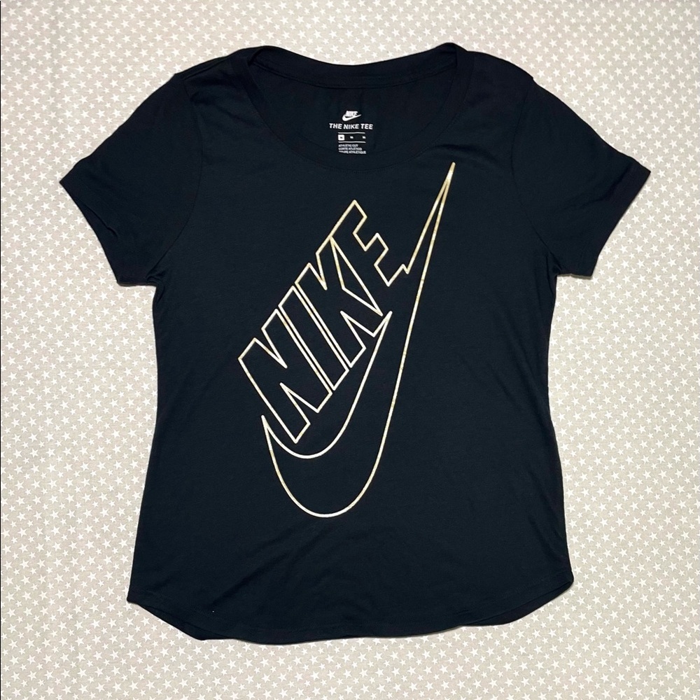 Nike Black Short Sleeve T-shirt with Big Off-White Logo on Front